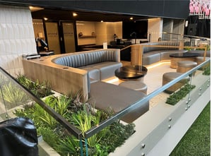 artificial grasses adn ground cover in planters in falcon stadium suite lounges