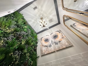 Residential Florida Artificial Green Wall - Owl Painting & Lighting Effects