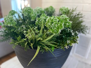 large pot with white accent - replica plants - faux planter foliage (7)